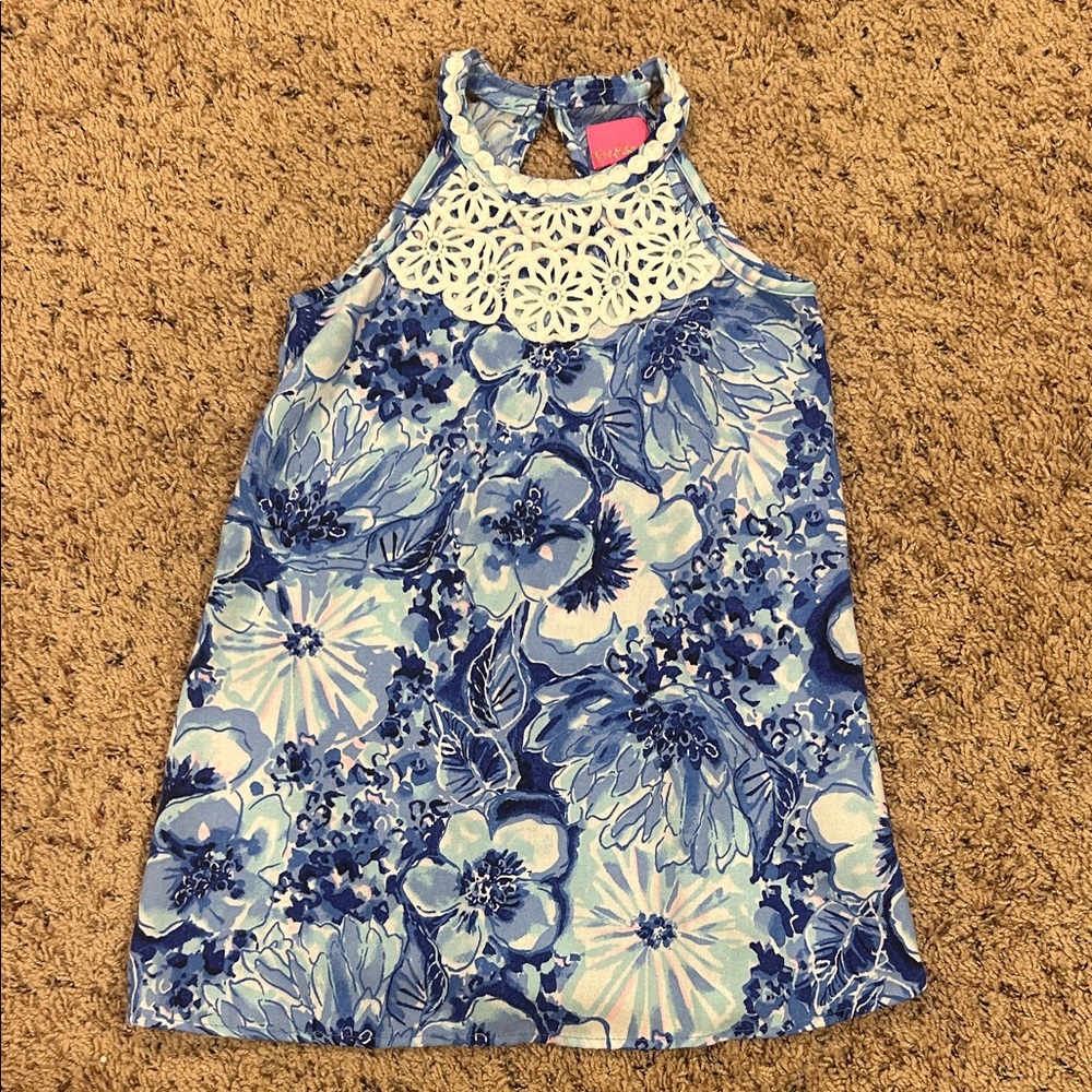 Lilly Pulitzer Kids Dress in Blue and White Floral